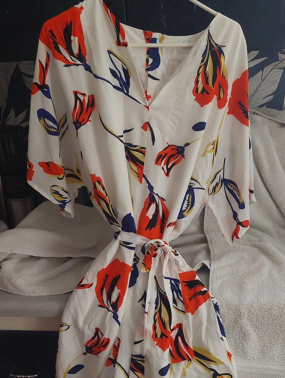 Corey Lynn Calter White Mini Dress with Red, Blue & Yellow Floral Print